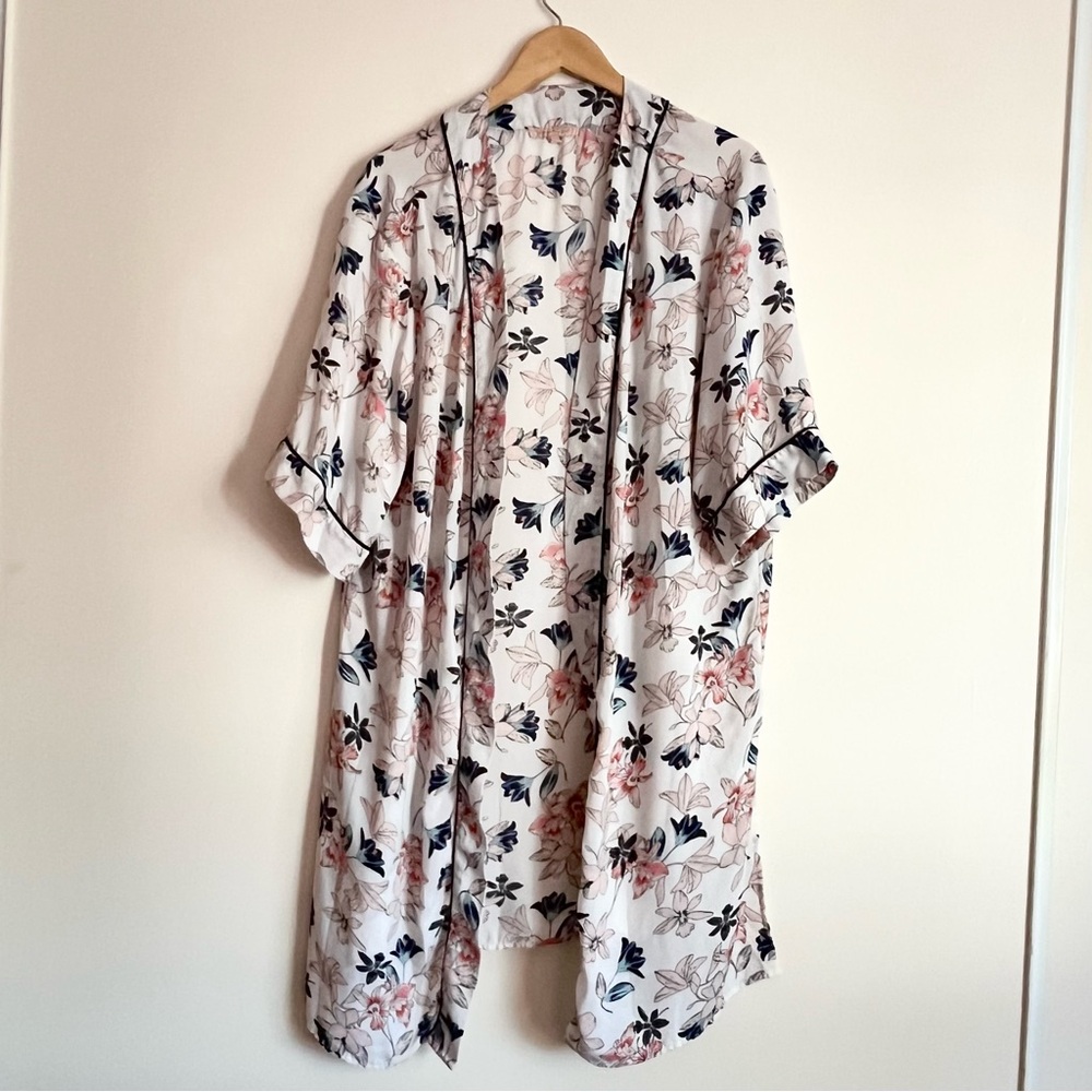 Gibson Latimer Floral Kimono Cardigan Duster Boho Open Front Size 1X Robe